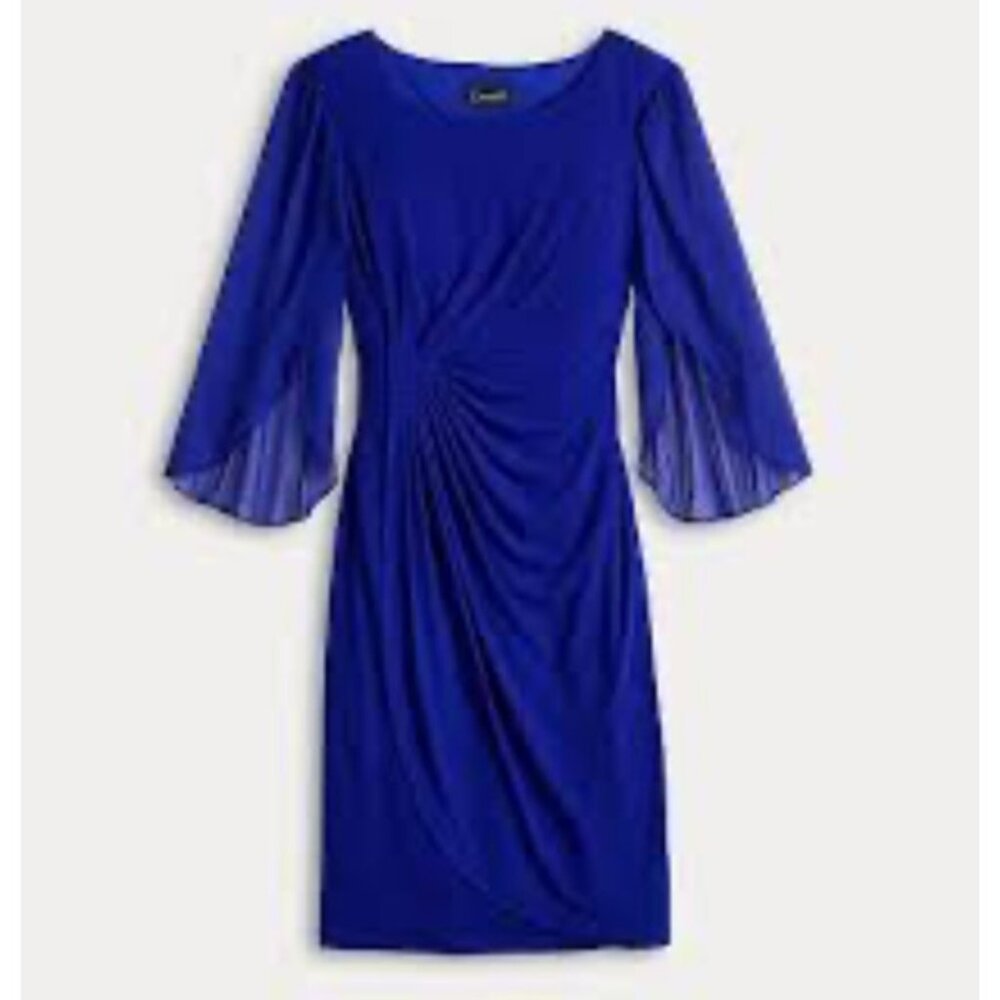 Connected Dress 12 Royal Blue Sheer 3/4 Long Sleeve Career Church Party NEW - Picture 2 of 10
